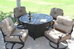 Elisabeth 5pc deep seating set with 52 inch Fire Table with enclosure Series 2000 - Antique Bronze