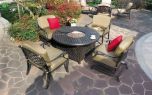 Nassau Cast Aluminum 5pc Deep Seating Outdoor Patio Club Chair Set with 52 Round Ice Chest Table - Antique Bronze