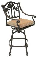 Heritage Outdoor Living Palm Tree Cast Aluminum Outdoor Patio Bar stool with Seat Cushion - Antique Bronze