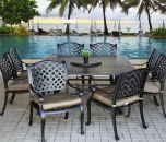Nassau Outdoor Patio 9pc Dining Set with Series 5000 64 Square Table - Includes 35 Lazy Susan & Cushions