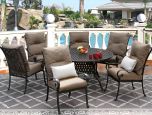 Tortuga Cast Aluminum Outdoor Patio 7pc Set 60 Inch Round Dining Table Series 3000
