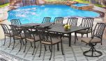 San Marcos Outdoor Patio 11pc Set 44x130 Rectangle Extendable Dining Table Series 4000