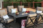 Newport Cast Outdoor Patio 7pc Set 44x84 Dining Fire Table Series 7000