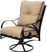 Newport Cast Outdoor Patio Swivel Rocker Chair With Sunbrella Sesame Linen Cushion