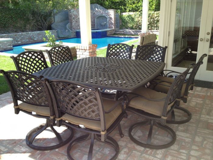 Nassau 9pc Outdoor Patio Dining Set, Outdoor Patio Table Chairs