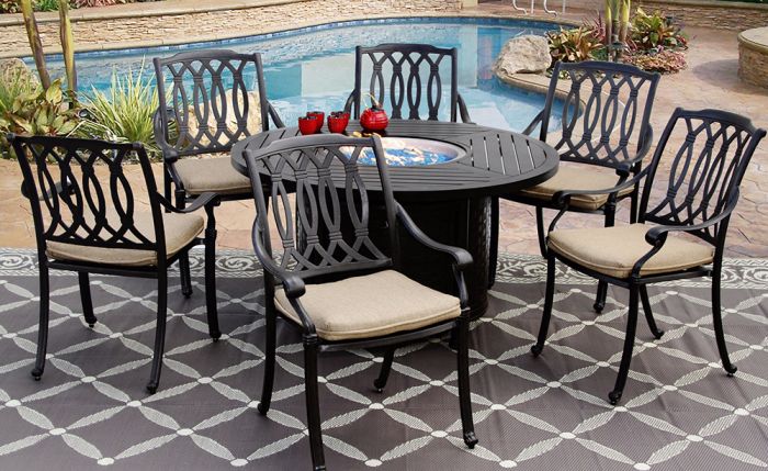 San Marcos Cast Aluminum Outdoor Patio, 50 Dining Table Set