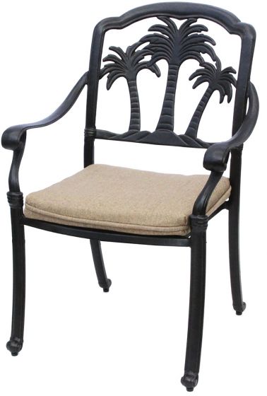 Palm Tree Aluminum Outdoor Patio Dining, Antique Bronze Dining Chairs