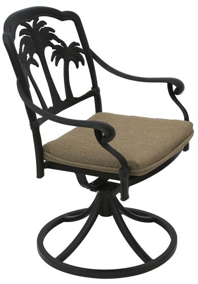 Palm Tree Aluminum Outdoor Patio Swivel, Solid Outdoor Sling Chair Cushion