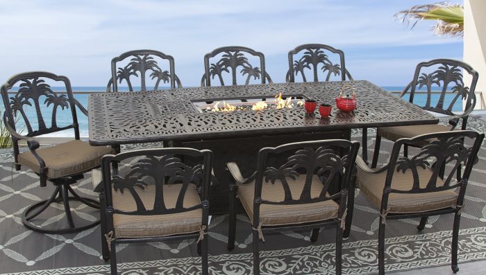 Palm Tree Outdoor Patio Dining Set With, Palm Tree Dining Room Set
