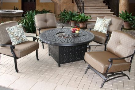 Elisabeth Fire Pit Outdoor Patio 4 Person Deep Seating Set with 52 Fire Table