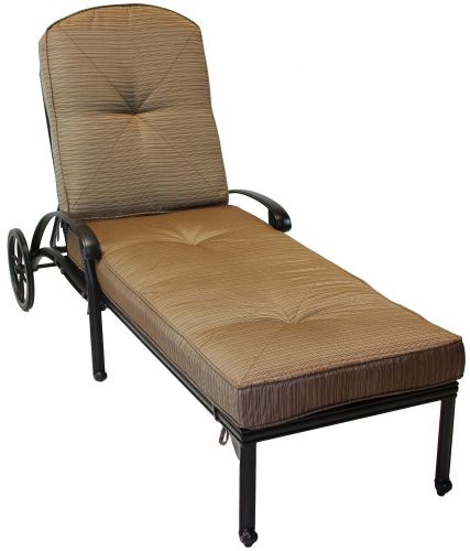 Elisabeth Cast Aluminum Outdoor Patio Chaise Lounge with Cushion - Antique Bronze