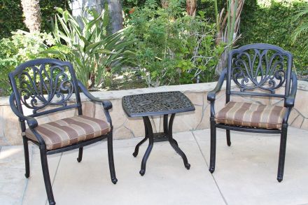 Heritage Outdoor Living Cast Aluminum Elisabeth Outdoor Patio 3pc Set with 21 Square End Table