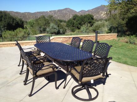 Heritage Outdoor Living Nassau Cast Aluminum 9pc Outdoor Patio Dining Set with 42x102 Oval Table