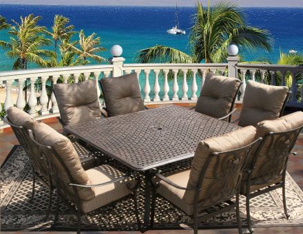 Tortuga Outdoor Patio 9pc Dining Set for 8 Person with Square Series 5000 Table - Antique Bronze Finish