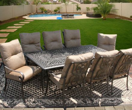 Tortuga Outdoor Patio 9pc Dining Set for 8 Person with 44X84 Rectangle Table - Antique Bronze Finish