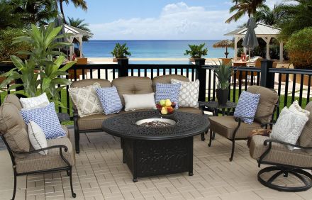 Elisabeth Outdoor Patio 7pc Deep Seating Set with 52 Round Fire Table