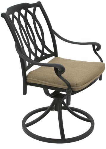 San Marcos Cast Aluminum Outdoor Patio Swivel Rocker Chair With Cushion - Antique Bronze