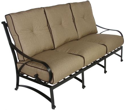 Newport Cast Aluminum Outdoor Patio Sofa With Sunbrella Sesame Linen Cushion