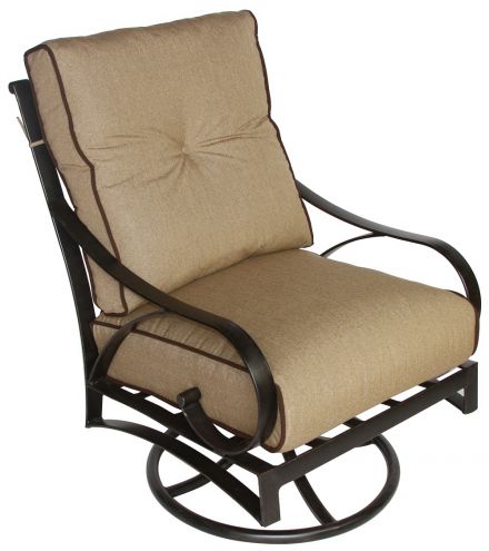 Newport Cast Aluminum Outdoor Patio Club Swivel Rocker Chair With Cushion