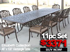 Patio Furniture Sale Elisabeth 11pc Set With 46x130 Rectangle Table