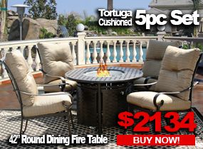 Patio Furniture Sale Tortuga 5pc Set With 42 Round Dining Fire Table