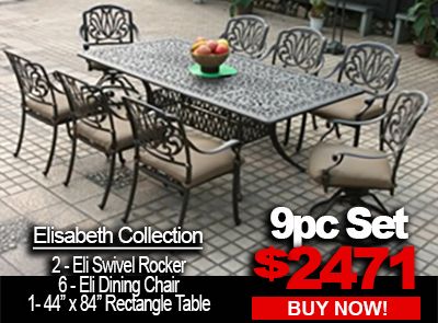 Patio Furniture Sale Elisabeth 9pc Set With 2 swivel Rocker 6 dining Chairs And 44x84 Rectangle Table